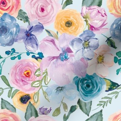 Watercolor Pastel Floral Print