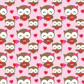 Pink Valentine Owls