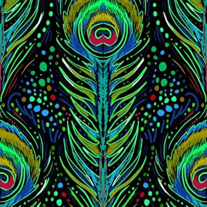 nouveau peacock feathers in neon