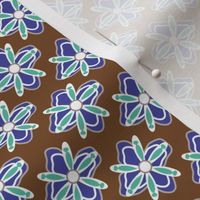 16-02z Mint & Blue Floral || Home Decor Geometric flower Floral Botanical Chocolate Brown_Miss Chiff Designs