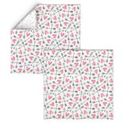 Arrows and Watercolor Hearts Love Valentine Pink