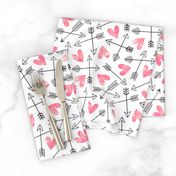 Arrows and Watercolor Hearts Love Valentine Pink