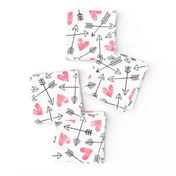 Arrows and Watercolor Hearts Love Valentine Pink