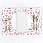 Arrows and Watercolor Hearts Love Valentine Pink