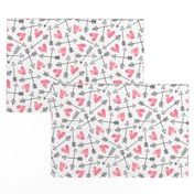 Arrows and Watercolor Hearts Love Valentine Pink