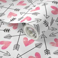 Arrows and Watercolor Hearts Love Valentine Pink