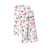 Arrows and Watercolor Hearts Love Valentine Pink