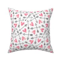 Arrows and Watercolor Hearts Love Valentine Pink