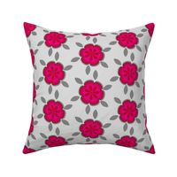 Large Hot Pink Abstract Floral Gray Grey Flower Polka Dot purple _Miss Chiff Designs