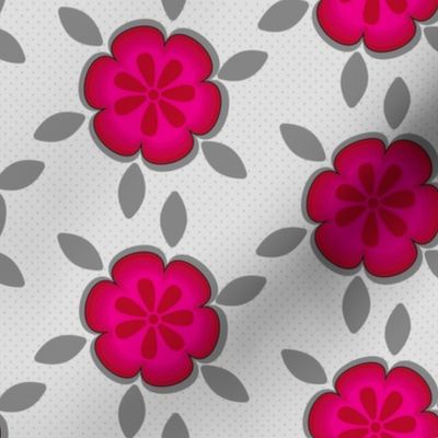 Large Hot Pink Abstract Floral Gray Grey Flower Polka Dot purple _Miss Chiff Designs