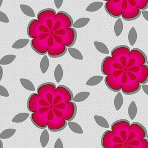 Large Hot Pink Abstract Floral Gray Grey Flower Polka Dot purple _Miss Chiff Designs