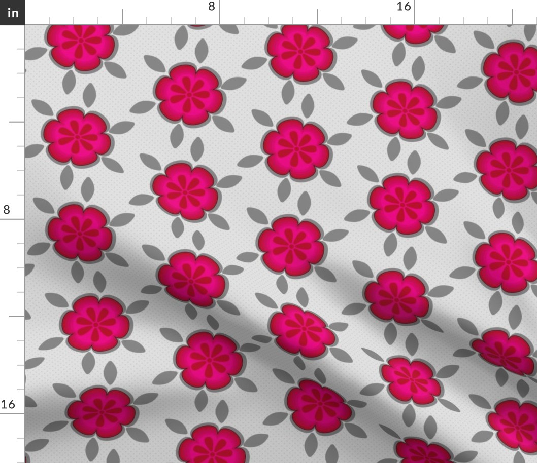 Large Hot Pink Abstract Floral Gray Grey Flower Polka Dot purple _Miss Chiff Designs