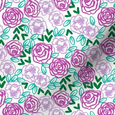 roses // purples smaller version of pastel purple spring florals print for little girls 