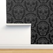 Scrollwork Skulls - black and gray