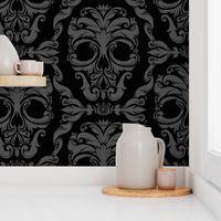 Scrollwork Skulls - black and gray