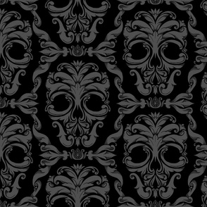 Scrollwork Skulls - black and gray
