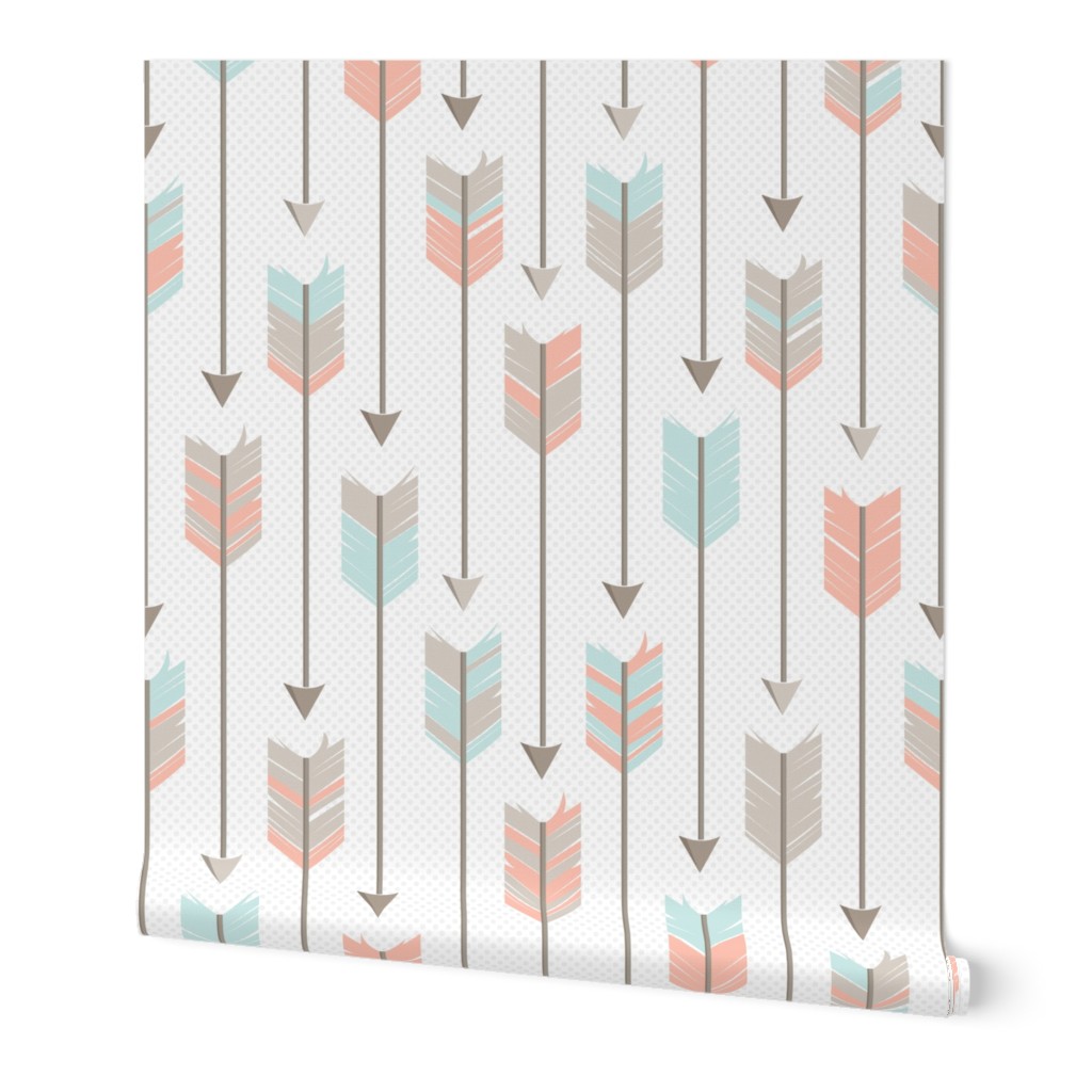 Tribal Arrows Pattern Apricot Blue Grey