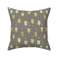 Tribal Arrows Pattern Fabric Grey and Golden