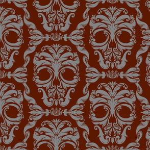 Scrollwork Skulls - red & gray