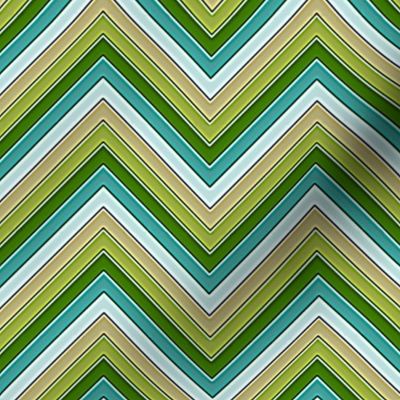 Yellow Green and Teal Chevron