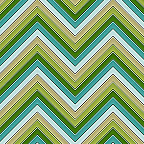 Yellow Green and Teal Chevron