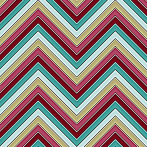 Pink Beige Teal Chevron