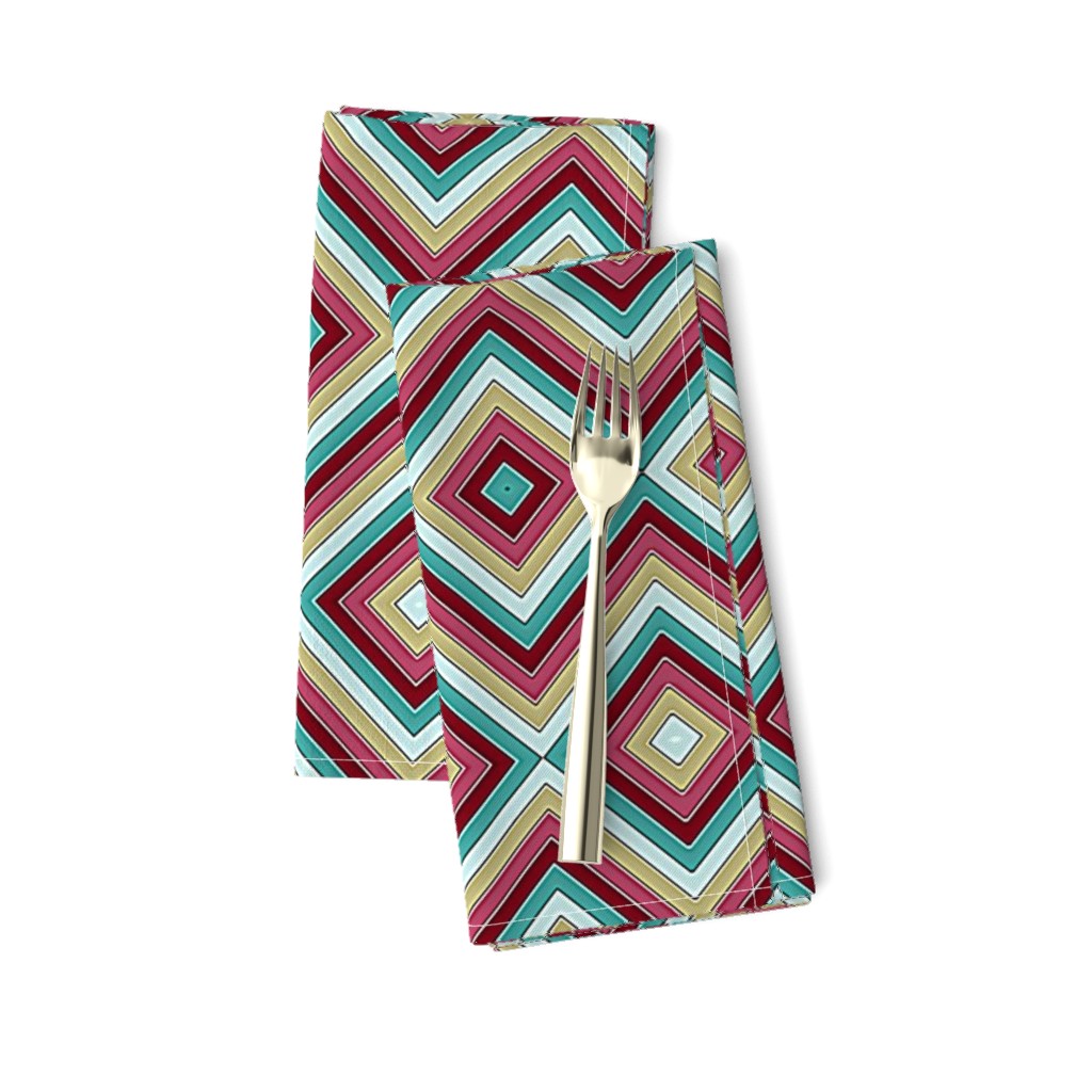 Pink Beige Teal Chevron Boxes, Mirror