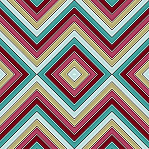 Pink Beige Teal Chevron Boxes, Mirror