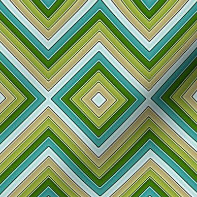 Yellow Green and Teal Chevron Boxes, Mirror