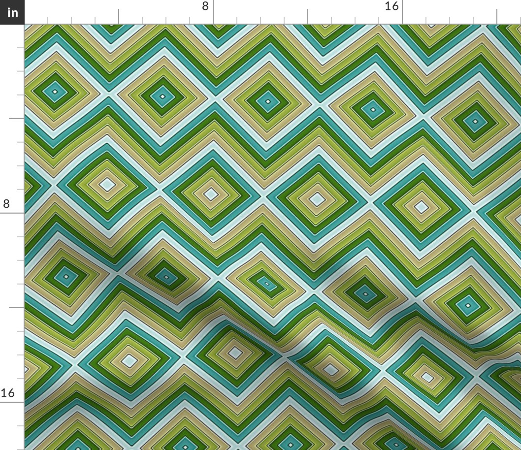 Yellow Green and Teal Chevron Boxes, Mirror