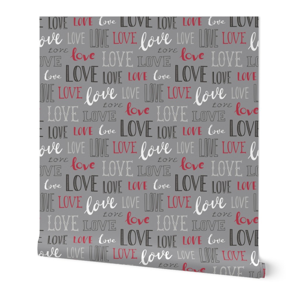 Love Word Typography Valentine on Grey