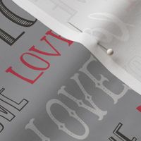 Love Word Typography Valentine on Grey