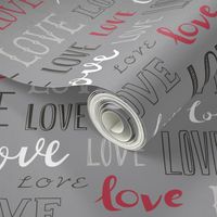 Love Word Typography Valentine on Grey