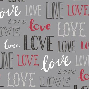 Love Word Typography Valentine on Grey