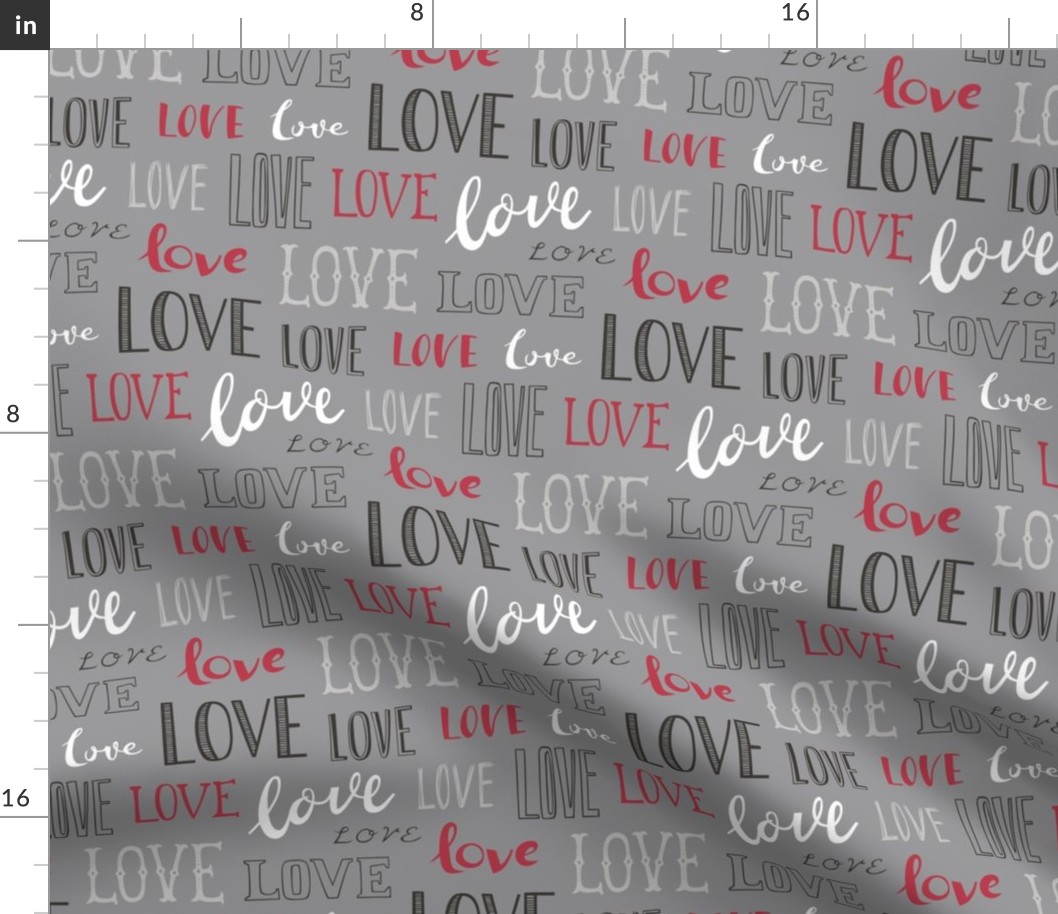 Love Word Typography Valentine on Grey