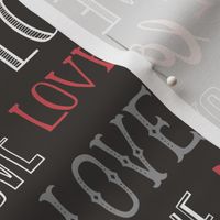 Love Word Typography Valentine on Black