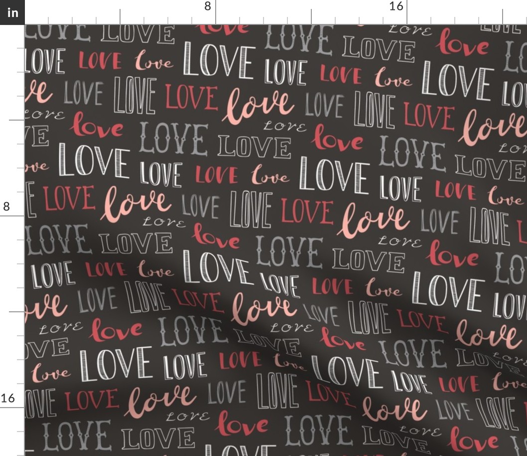 Love Word Typography Valentine on Black