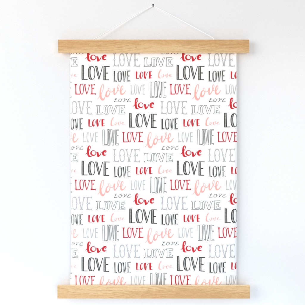 Love Word Typography Valentine Pink Red