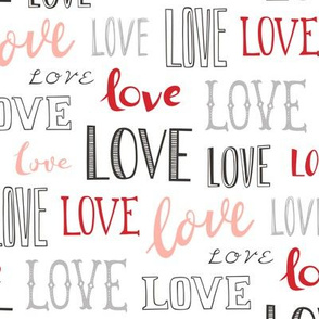 Love Word Typography Valentine Pink Red