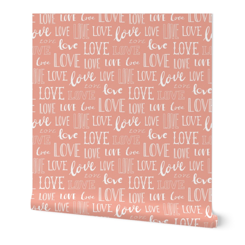 Love Word Typography Valentine Peach