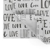 Love Word Typography Valentine Black&White