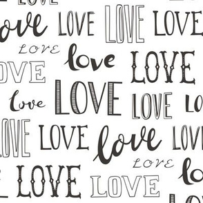 Love Word Typography Valentine Black&White