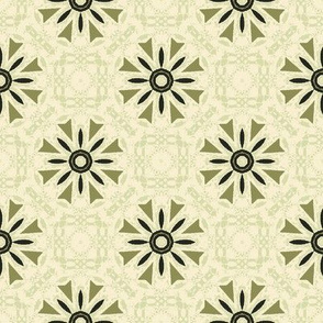 Modern Floral in Greens and Cream