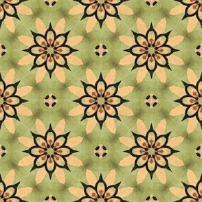 Green, Tan and Black Floral
