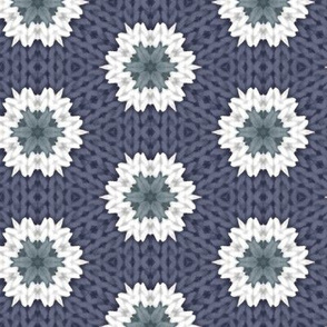 Knitted Snowflakes on Dark Blue