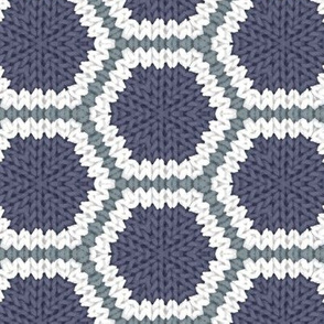 Knitted Blue and White Hexagons