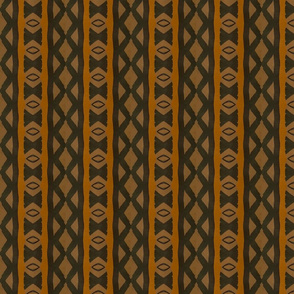 African Tribal in Brown, Black and Yellow