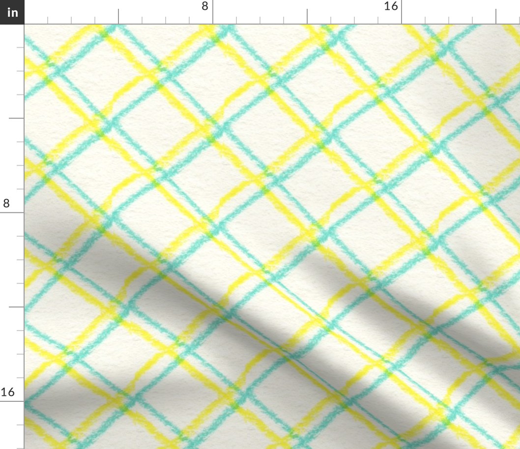 Teal Yellow Squares 4 Warped