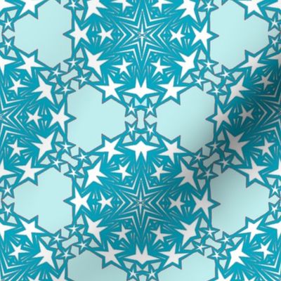 Teal and Sky Star Snowflakes