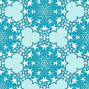 Teal and Sky Star Snowflakes